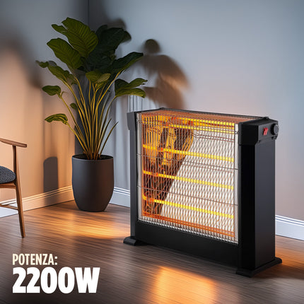 Stufa Quarzo Elettrica 4 Elementi Infrarossi Potenza Regolabile 2200W