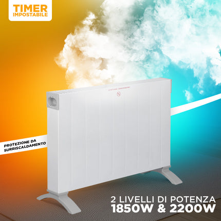 Termoconvettore Silenzioso da Pavimento 2200W con Timer Design Compatto e Potente