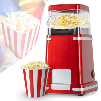 Macchina per Popcorn 1200W ad Aria Calda Rosso con Dosatore Popcorn in 3 Minuti