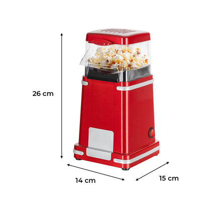 Macchina per Popcorn 1200W ad Aria Calda Rosso con Dosatore Popcorn in 3 Minuti