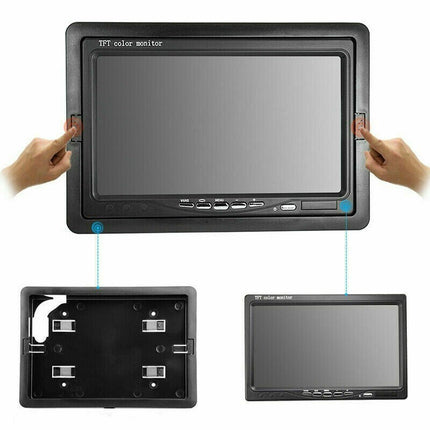Monitor LCD 7 Pollici 2 ingressi RCA DVD sorveglianza Retromarcia Poggiatesta