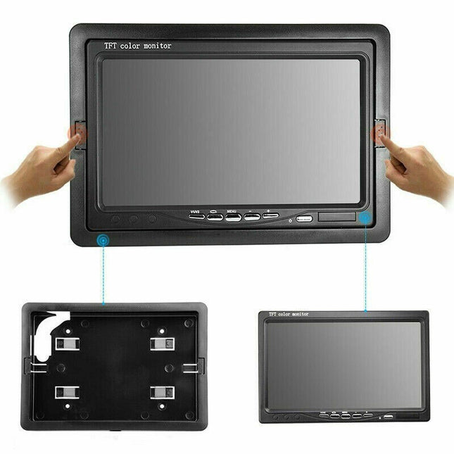 Monitor LCD 7 Pollici 2 ingressi RCA DVD sorveglianza Retromarcia Poggiatesta